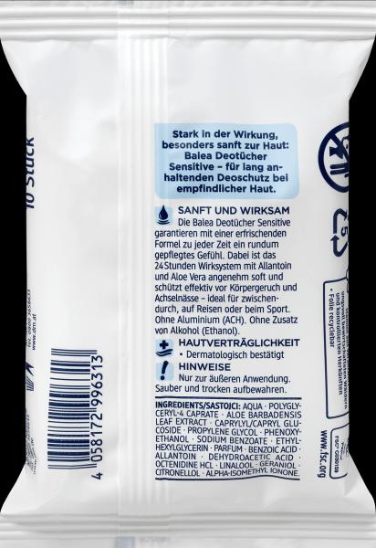 Actual product image dm Balea Deodorant wipes Sensitive (Cleaning cloths)