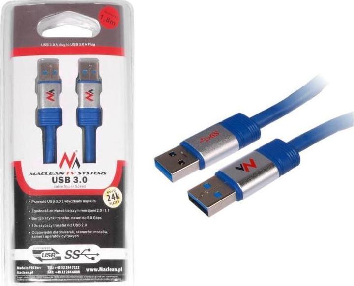 Immagine prodotto Maclean MCTV-606 MCTV-606 Cavo USB 3.0 AM - AM 1,8 m (1.80 m, USB 3.0)