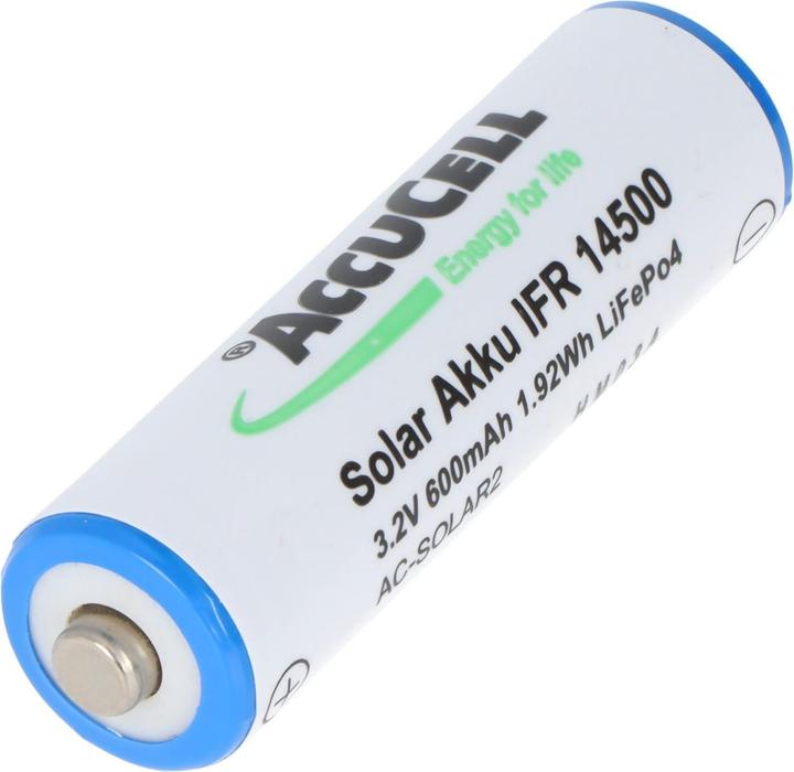 Produktbild Solar Akku IFR 14500 AA, Akku mit Kopf ungeschützt (1 Stk., AA, 600 mAh)