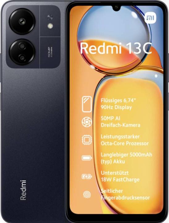Image du produit Xiaomi Redmi 13C (256 Go, Midnight Black, 6.74", Double SIM, 50 Mpx, 4G)