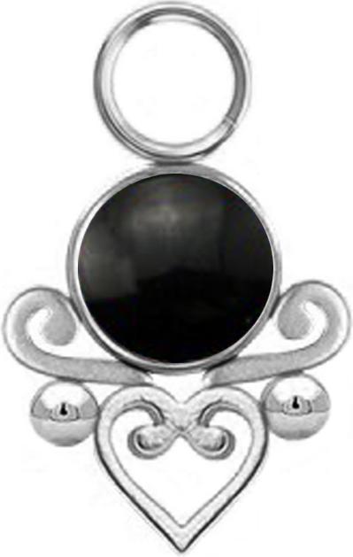 Actual product image Star Piercing Anhänger silber schwarzer Onyx Stein filigranes Herz (Mineral, without brass, Surgical steel 316L)