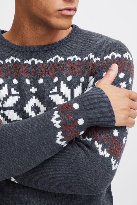 Image du produit Solid Norwig Pull En Grosse Maille Pull-Over Tricot Pour Homme Avec Encolure Rond (L)