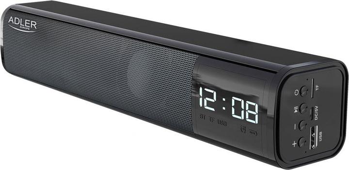 Image du produit Adler AD 1191 Haut-parleur d'horloge, noir (15 h, Fonctionnement sur batterie, Alimentation via port USB)