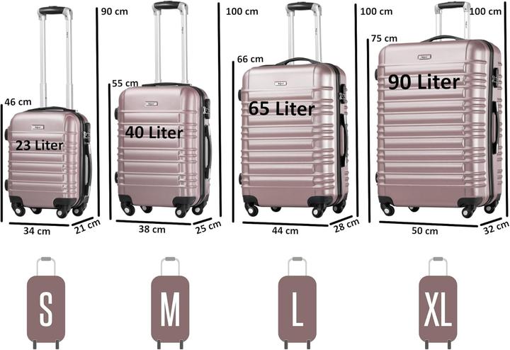 Immagine prodotto Zelsius Set di valigie rigide da 4 pezzi (Bagaglio a mano (fino a 50 litri), M (50 - 90l), L (90 - 115l))