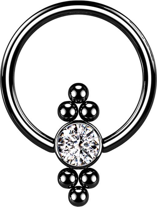 Produktbild Star Piercing Ball Closure Ring schwarz Scheibe Kristall und Kugeln (Chirurgenstahl 316L, ohne Messing)