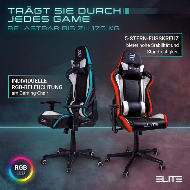 Actual product image Elite Gaming Chair MG200 Destiny, RGB black-white
