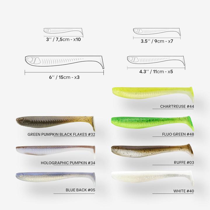 Image du produit Caperlan Leurre souple pêche YUBARI FAT SHAD avec Attractant Vert Fluo (11 cm)
