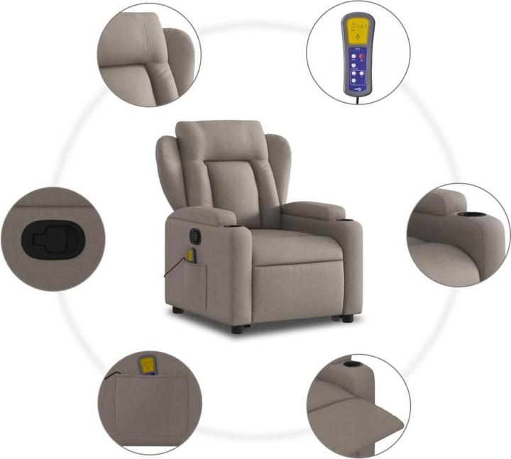 Actual product image VidaXL Massage chair with stand-up aid fabric