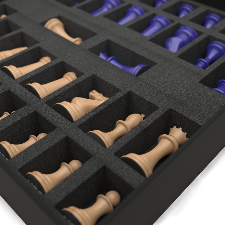 Actual product image Skyline Chess Chess Game - Wooden Series - Blue Vs Light Wood (with Marble Grid Board)