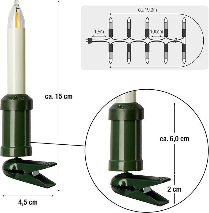 Produktbild Hellum LED Filament Schaftkerzenkette 20flg aussen (22 m)