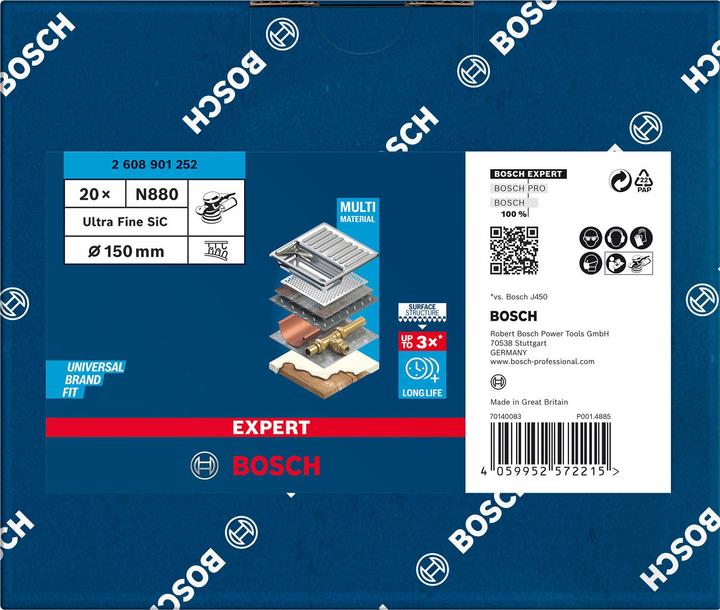 Immagine prodotto Bosch Professional Zubehör Disco in vello Expert N880 per levigatrice rotorbitale, 150 mm, ultra fine S (600)
