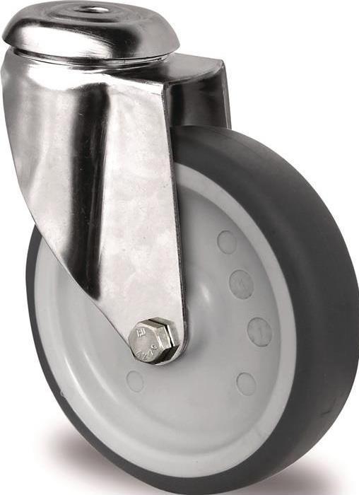 Immagine prodotto Tecwerk Lenkrolle Rad-Ø 125 mm Tragfähigkeit 100 kg Rückenlochbefestigung Polypropylen Gleitlager Edelsta...