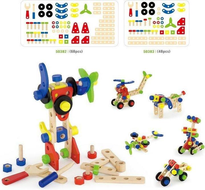 Viga Toys Construction bricks, wood 48 parts (N50383)