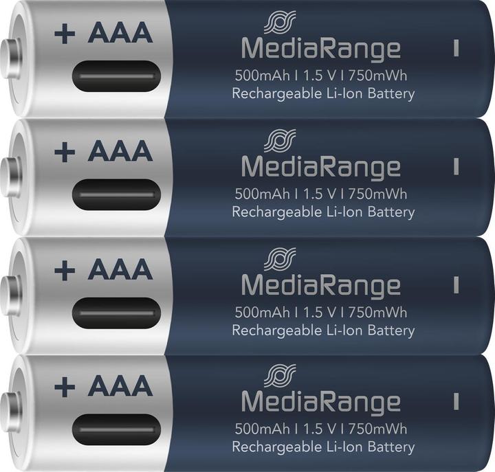 Image du produit MediaRange Rechargeable USB-C (4 pcs, AAA, 500 mAh)