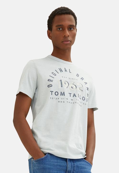 Image du produit Tom Tailor T-Shirt Gestreiftes Kurzarmshirt mit Rundhalsausschnitt und Print (M)