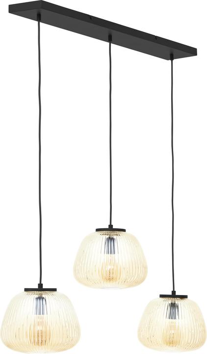 Produktbild Brilliant Kaizen Pendelleuchte 3flg amber-bernstein/schwarz matt (E27)