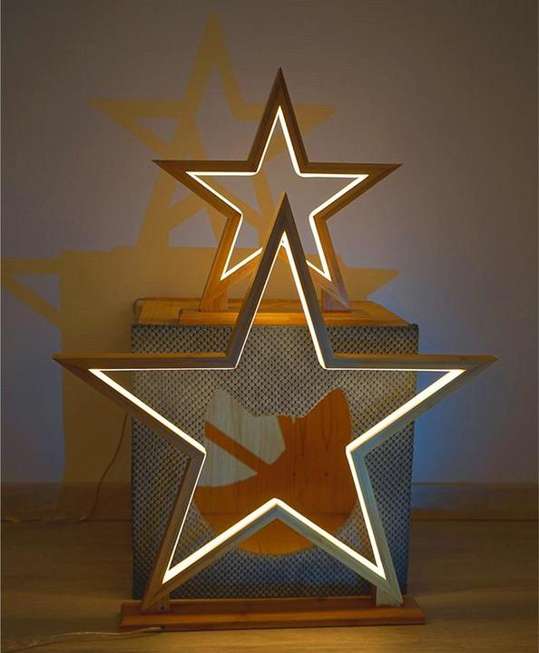 Actual product image Novaliv LED Star Lamp 55cm Natural Wood Table Lamp LED with Power Cable SMD LED Warm White