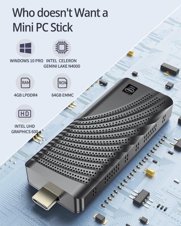 Produktbild NiPoGi Mini PC Stick (Intel Celeron N4000, 4 GB)