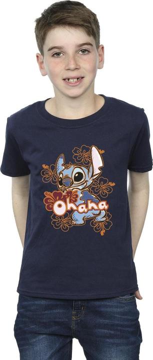 Actual product image Disney Boys Lilo And Stitch Ohana Orange Hibiscus T-Shirt (152, 158)