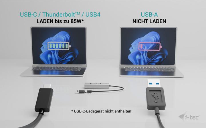 Image du produit i-tec Universal Charging Metal HUB 2x USB-C 3.2 Gen.1 + 2x USB-A 3.2 Gen.1 1x USB-C PD 85W (USB-C, USB-A, 4 Ports)