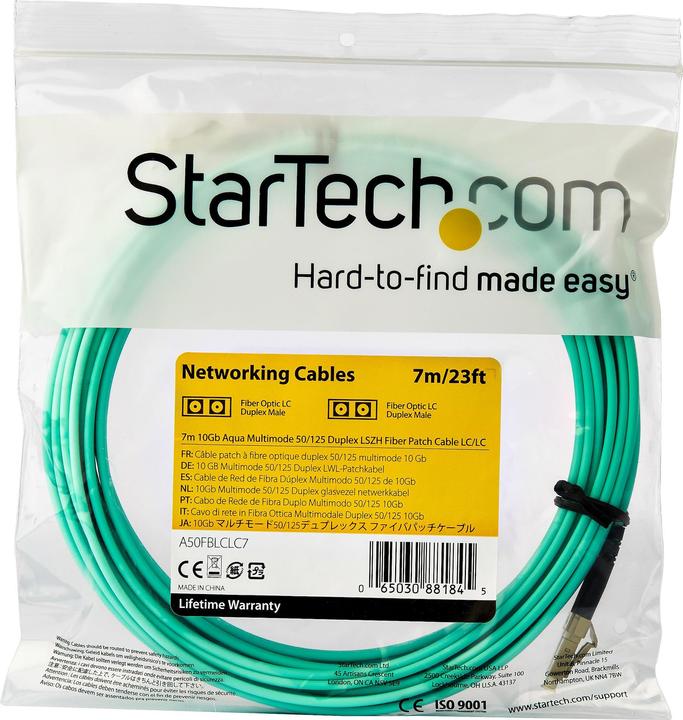 Immagine prodotto StarTech .com 7m OM3 LC a LC Multimode Duplex cavo patch in fibra ottica (CAT7, 7 m)