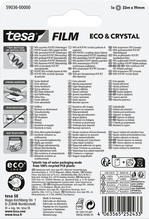 Actual product image tesa Ruban adhésif Film eco & crystal ecoLogo (19 mm)