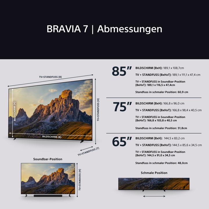 Produktbild Sony K-65XR70AEP (65", Bravia 7, Mini-LED, 4K, 2024)