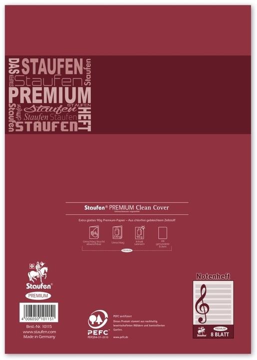 Actual product image Staufen Music notebook without guide lines Ruling N Music ruling DIN A4 without margin, 8 sheets (A4, Soft cover)
