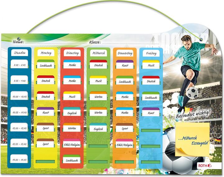 Magni ROTH Klipp&Klar timetable Steck Fix - footballer, A3 - ideal for football fans in primary school (A3)