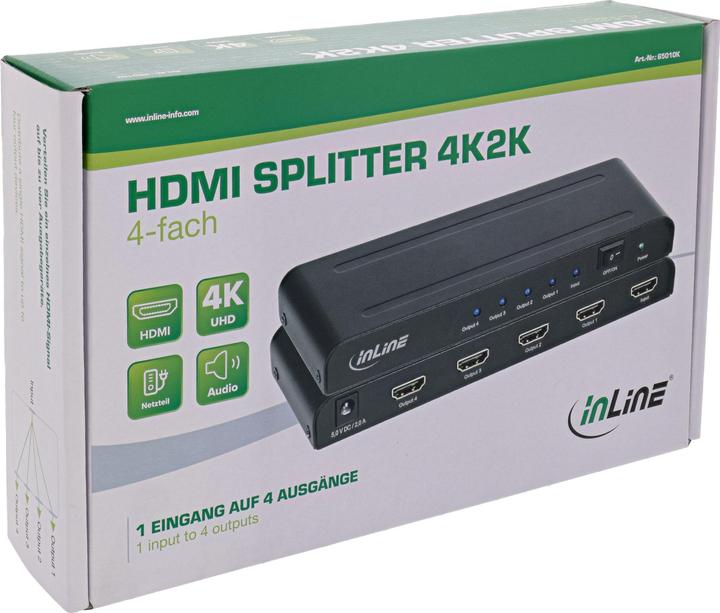 Immagine prodotto InLine Splitter/distributore HDMI a 4 vie, compatibile con 4K2K@60Hz