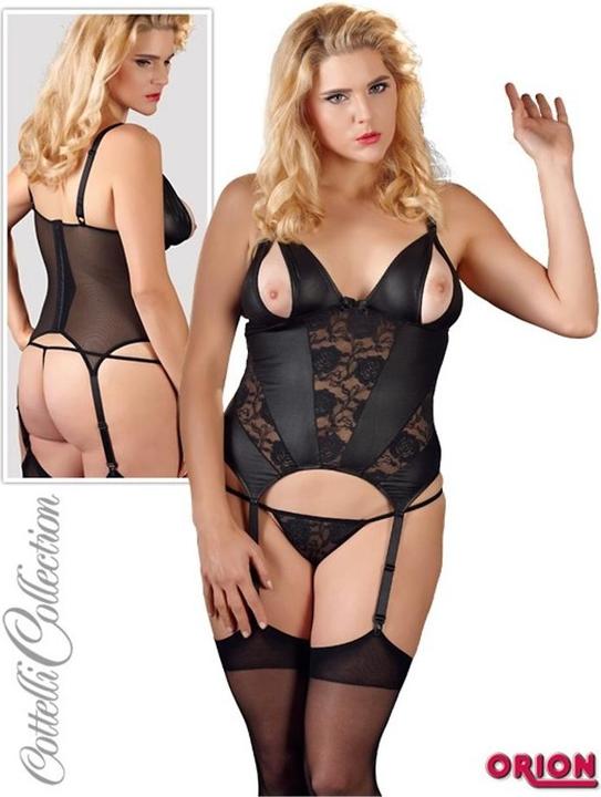 Productafbeelding Cottelli Collection Jarretel chemise met open cups (4XL)