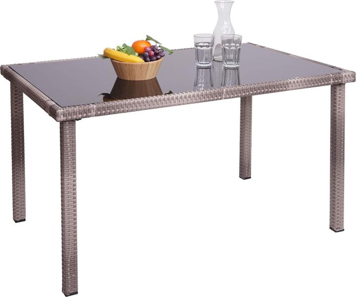 Produktbild Swisshandel24 Poly-Rattan Tisch, Gartentisch Balkontisch, 120x75cm - grau (120 cm)