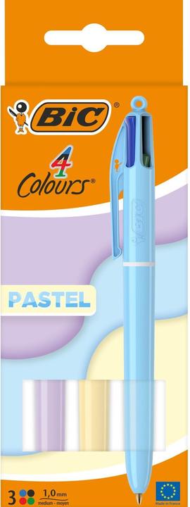 Produktbild Bic Mehrfarbenkugelschreiber 4 Colours Pastel 3 Stück (Blau, Gelb, Lila, 3 x)