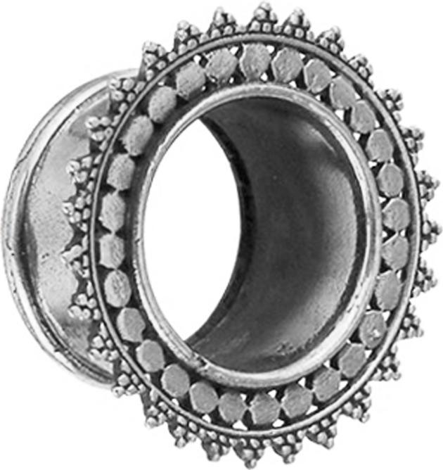 Produktbild Star Piercing Flesh Tunnel silber Blume Kreis mit punkten (Messing)