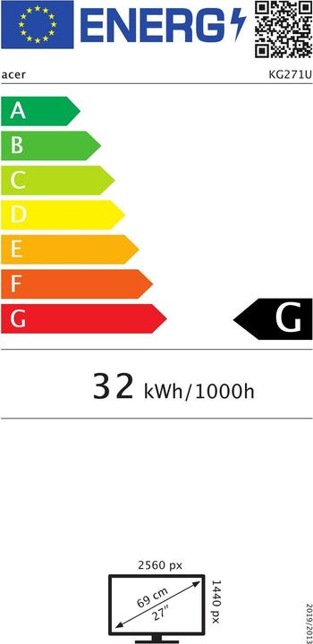 Label énergétique Acer Kg271ua (2560 x 1440 pixels, 27")