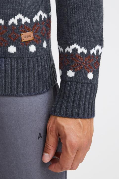 Image du produit Solid Norwig Pull En Grosse Maille Pull-Over Tricot Pour Homme Avec Encolure Rond (L)