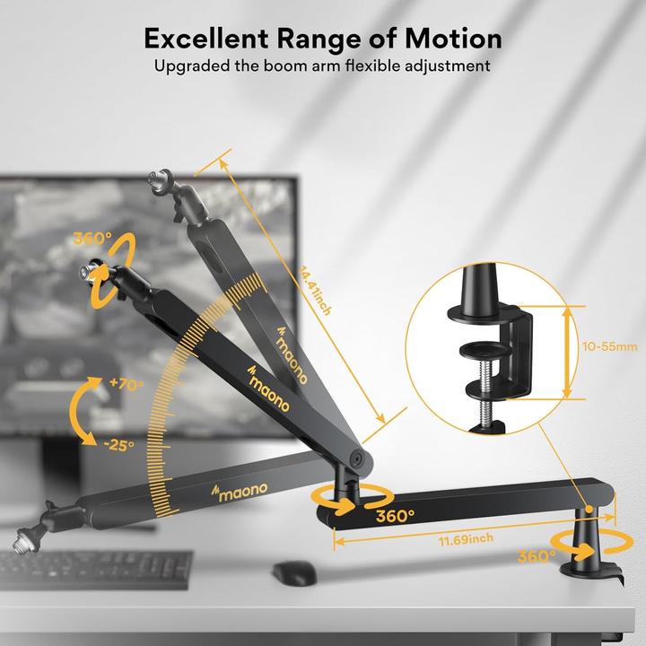Actual product image Maono BA92 microphone boom