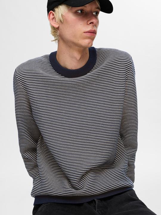 Image du produit Selected Homme Slhjake Ls Knit Struc Stripe Crew Neck (M)