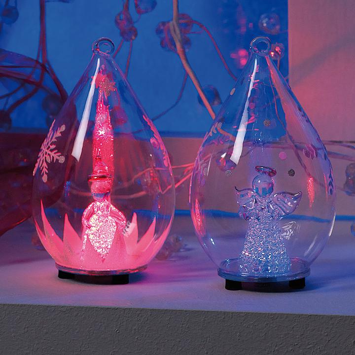 Image du produit Lunartec Ornements en verre LED soufflés à la bouche en forme de goutte, lot de 2 (2 -pièce)