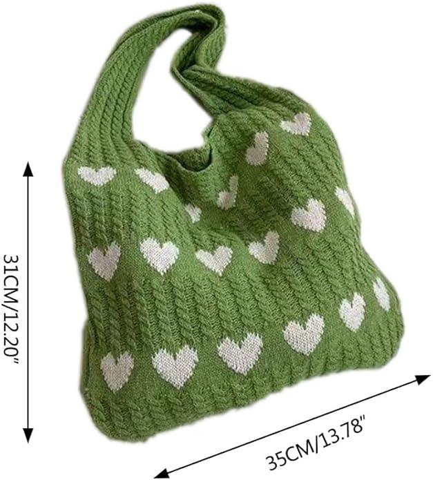 Produktbild Only-Bags.Store Minimalistische Hobo-Tasche mit Liebesmuster, gestrickte Einkaufstasche, leichte Urlaubstasche