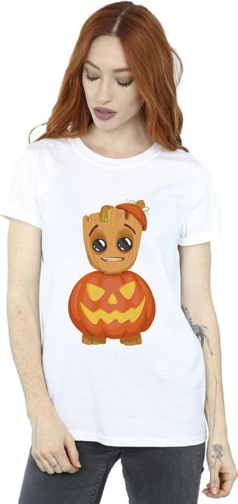 Actual product image I Am Groot Womens/Ladies Groot Pumpkin Cotton Boyfriend T-Shirt (XL)