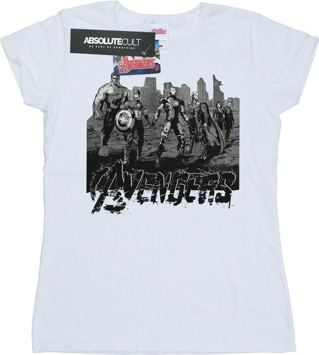Actual product image Womens/Ladies Avengers Mono Team Art Cotton T-Shirt (XXL)