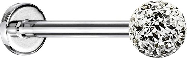 Produktbild Star Piercing Micro Labret silber mit Kristallkugel silber und Epoxy Schutzschicht (ohne Messing, Chirurgenstahl 316L)