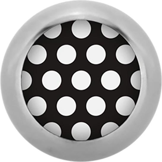 Star Piercing Micro Kugel High Polished mit Polka Dots schwarz/weiss (Chirurgenstahl 316L, ohne Messing)