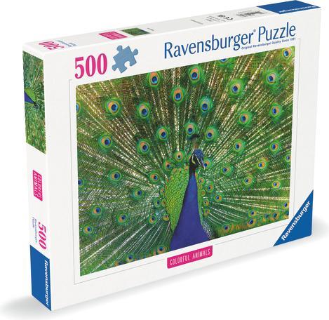 Actual product image Ravensburger Puzzle 12001332, Colourful Animals - Peacock - 500 piece puzzle for adults and children (500 pieces)