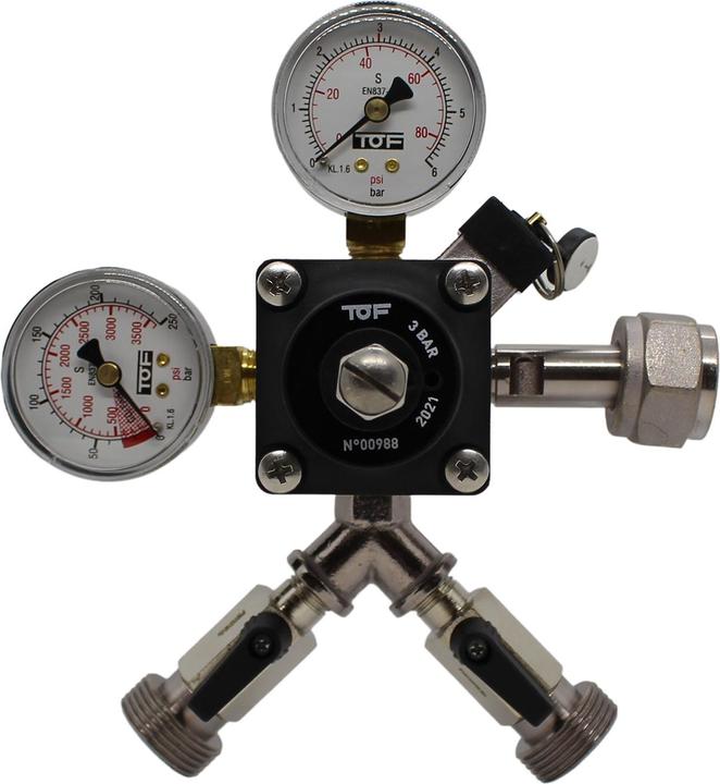 Actual product image Ich-zapfe Druckminderer, Druckregler - CO2 für Bier Zapfanlage 3 bar, 2-leitig