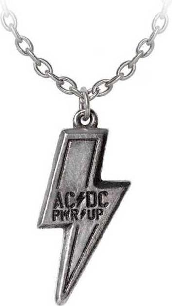 AC/DC Schein Halskette mit Anhänger Power Up Englischer Zinn Logo (100% Pewter)
