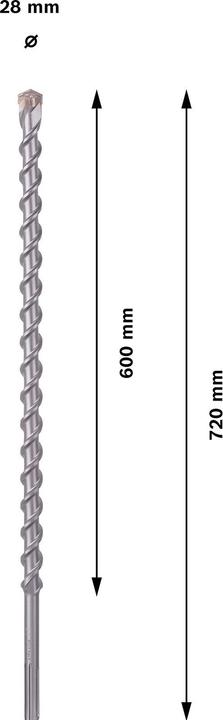 Immagine prodotto Bosch Professional Zubehör Punta PRO SDS max-9 per pietra naturale, 28 x 600 x 720 mm (28 mm)