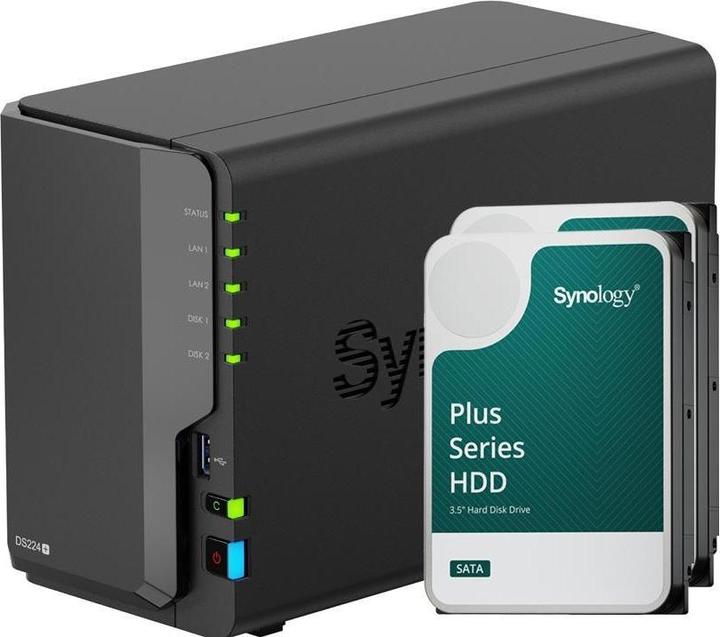 Actual product image Synology DS224+ (2 x 4 TB, Synology HAT 33xx)