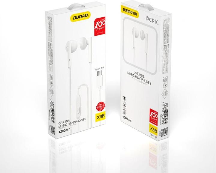 Produktbild Dudao X3B Wired Earphones with Lightning Plug (White) (keine Geräuschunterdrückung, Kabelgebunden)